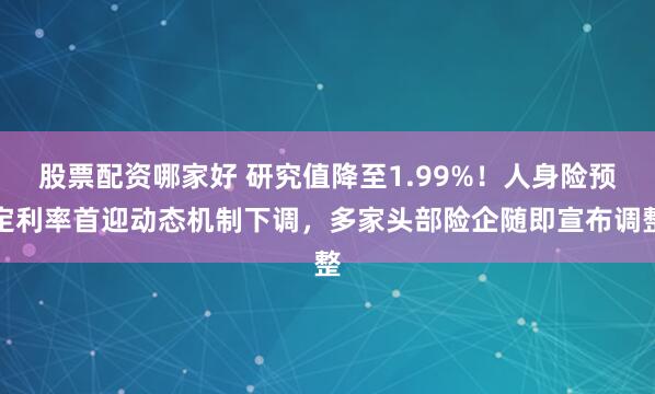 股票配资哪家好 研究值降至1.99%！人身险预定利率首迎动态机制下调，多家头部险企随即宣布调整